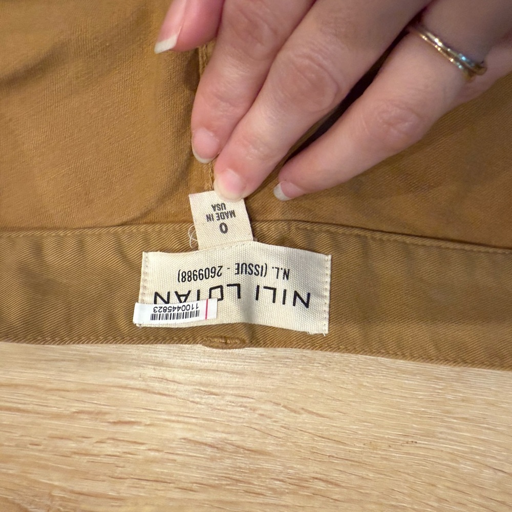 NILI LOTAN Shon Stretch Cotton Pants Barrel tan Women's Size 0 Cotton Jeans - Picture 2 of 3